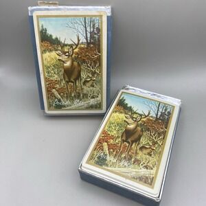 Vintage Duratone‎ Plastic Coated Playing Card Deck Case Buck Deer Pocono Mtns PA